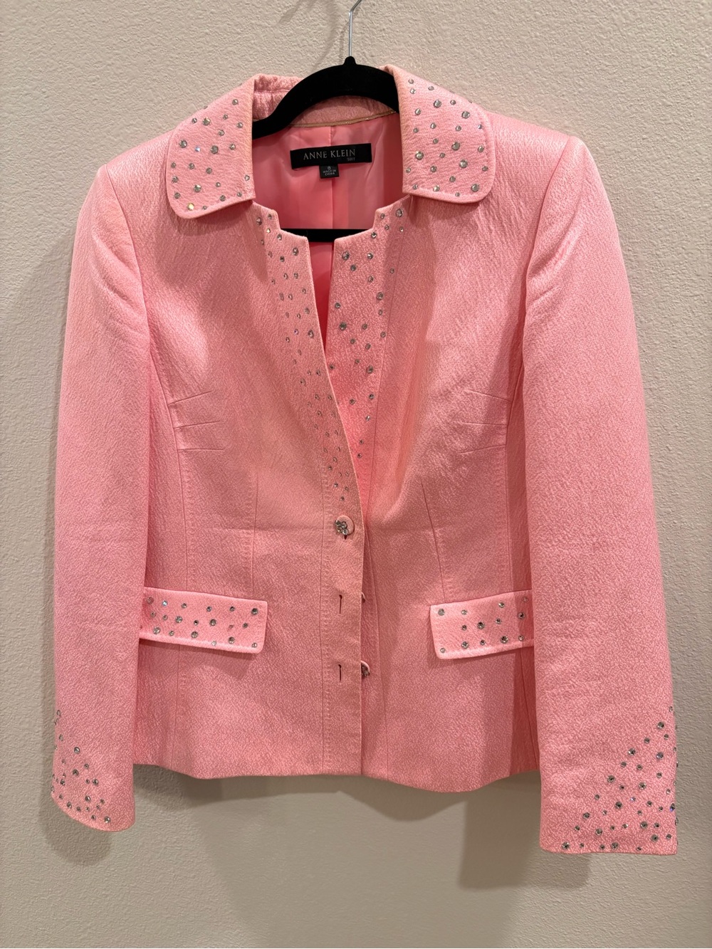 Anne Klein Pink Studded Tailored Blazer